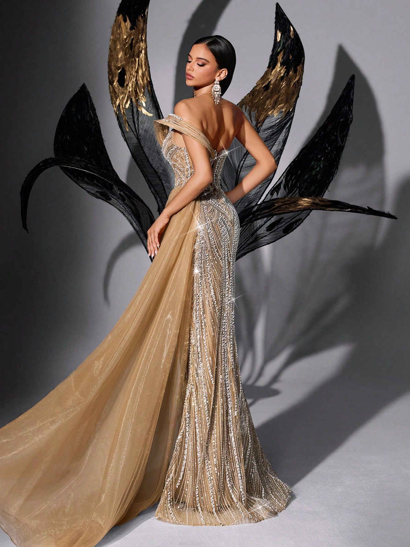 Robe de soirée formelle en sequins et perles de luxe